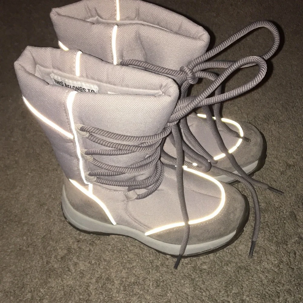 LL Bean Kids Gray Lace Up Tall Winter Boots